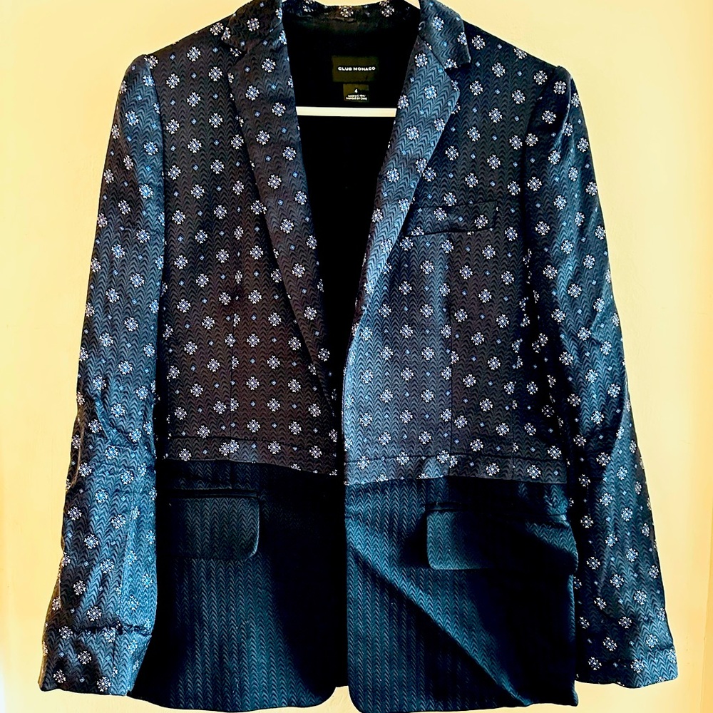 Club Monaco Blue Patterned Blazer